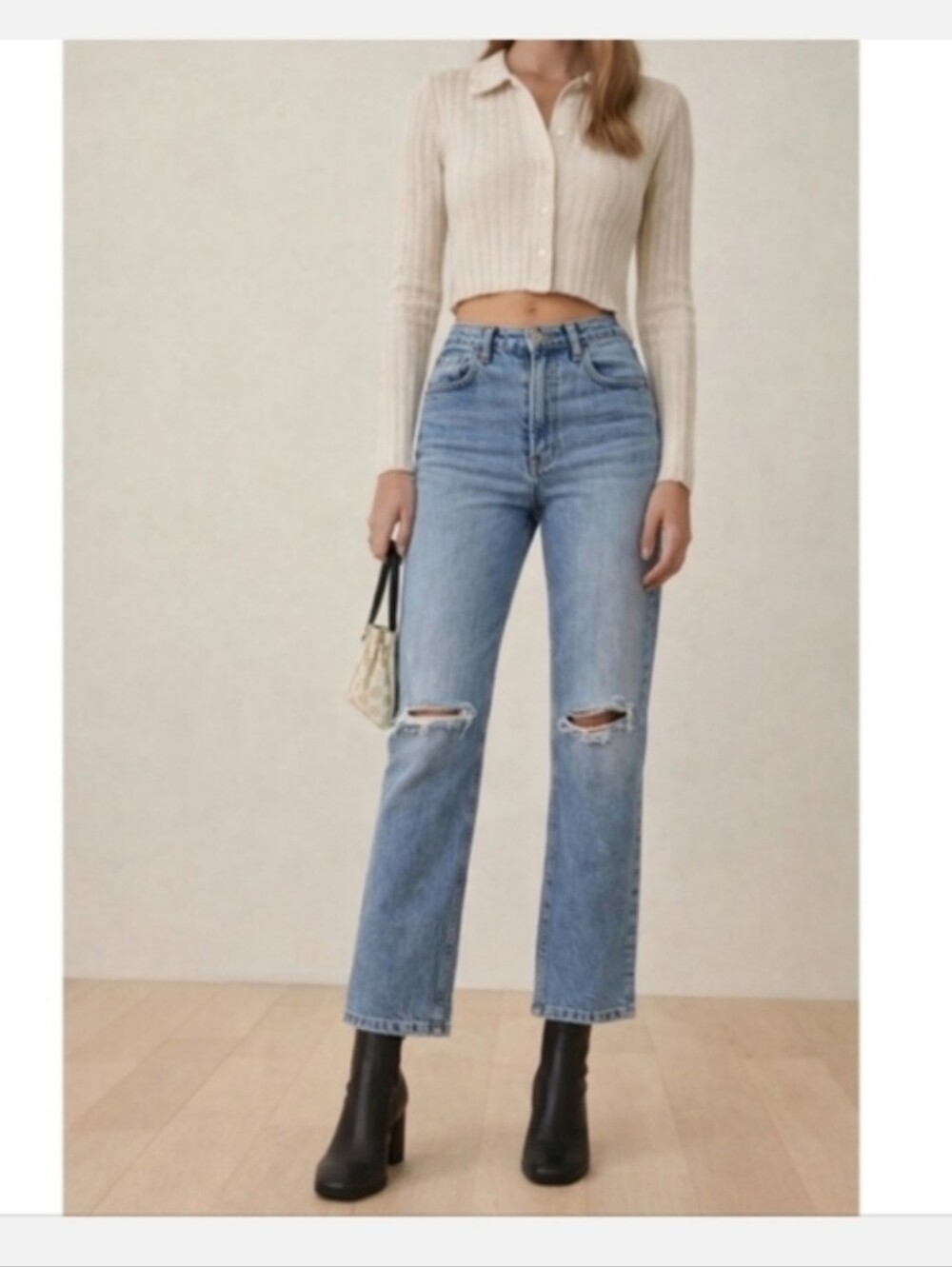 REFORMATION CYNTHIA CROP BUTTON FLY HIGH RELAXED JEAN IN SHASTA